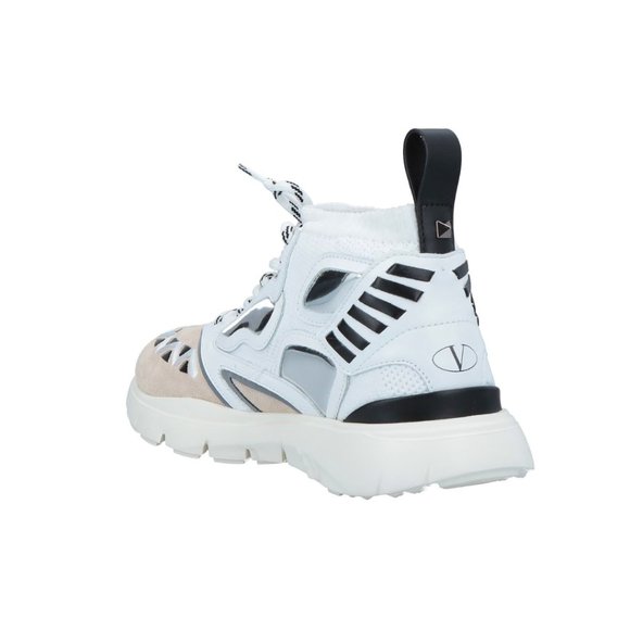 Valentino Garavani Lace-up Sneakers Sz 40 White Beige Suede Rubber Shoes - Picture 3 of 13